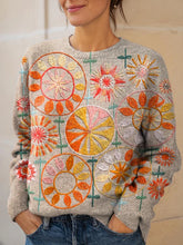 Women's Vintage Pattern Art Print Knit Pullover Sweater